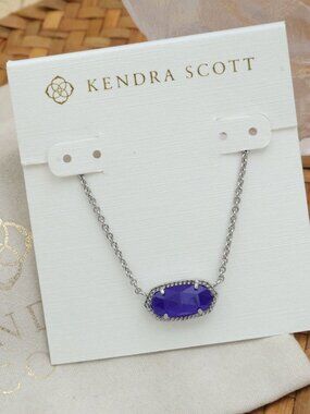 Kendra Scott Elisa Necklace Cobalt Cat's Eye Silver